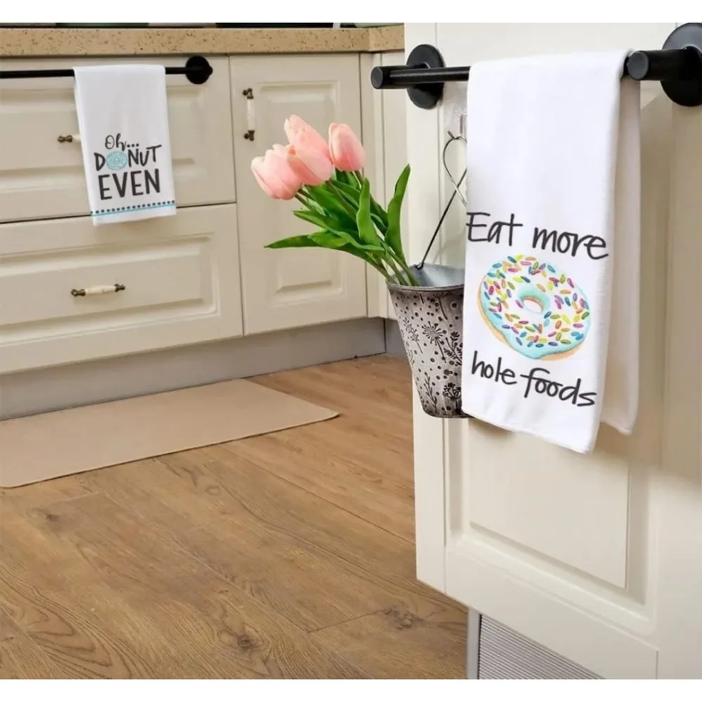 Donut Kitchen Towel Set, White, Blue